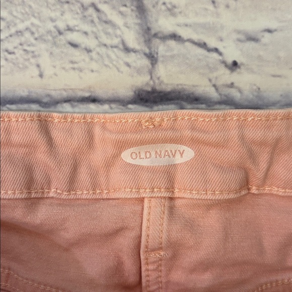 Old Navy Pink Denim Button Front Raw Cut Off Hem Mini Jean Skirt Size 4 - Picture 9 of 10